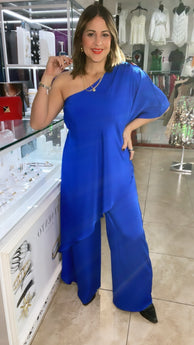 Royal Blue One Shoulder Jumpsuit