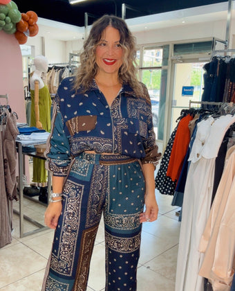 Navy /Brown  European Satin Set