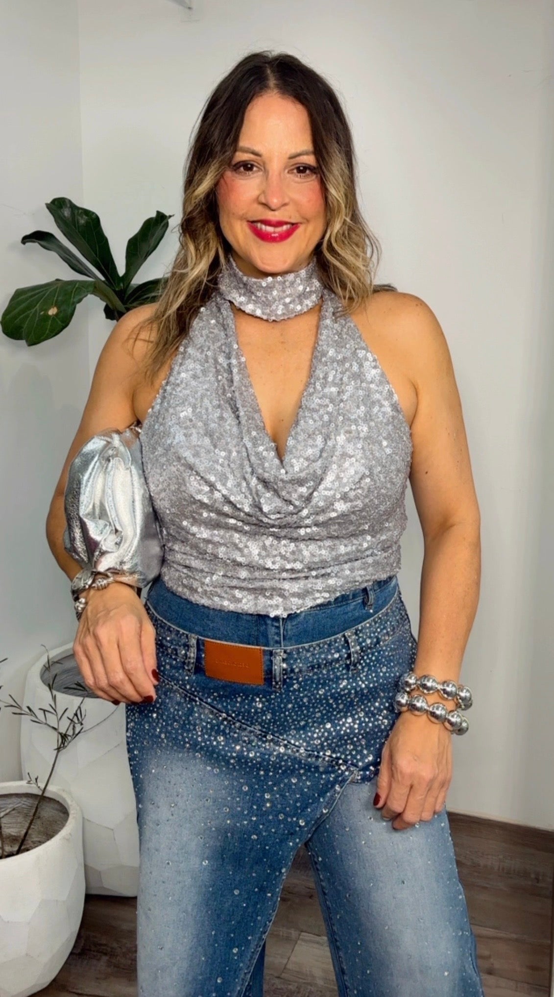 Midnight Crystal Wide Leg Denim