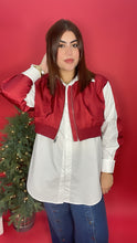 Burgundy & White Button Blouse