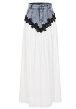 Runway Contrast Denim Skirt