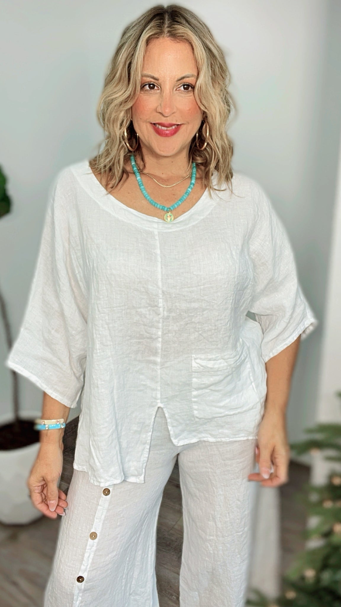Lusso Bianco Linen Top
