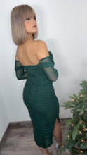 Pearl Mesh Green Mini Dress