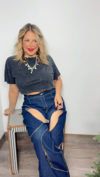 Dark Cut Out Denim