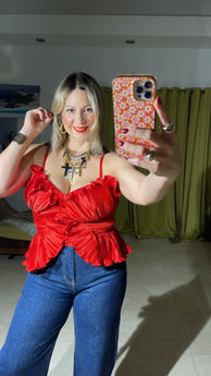 Bustier Red Satin Top