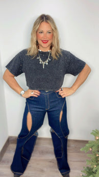 Wash Noir Crop Shirt