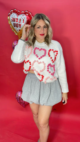 Withe Hearts Sweater