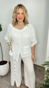 Lusso Bianco Linen Top