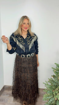 Astoria Noir Fringe Denim Jacket