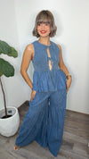 Flare Denim Top & Pants Set