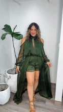 Pine Chiffon Maxi Overlay Short Set
