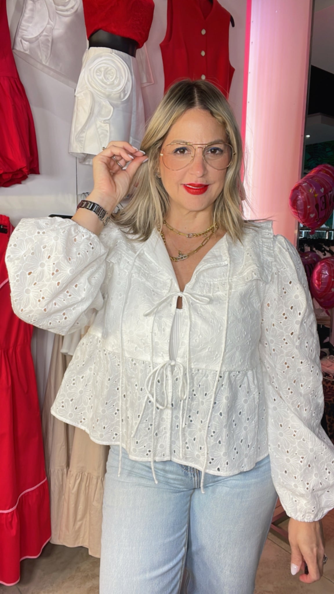 ELODIE EYELET WHITE TOP