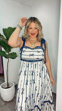 Ivory Navy Bow Maxi Dress