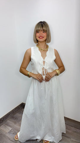 Maryline White Linen Set