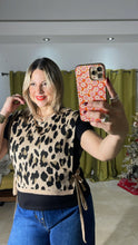 Leopard Knit Black Blouse