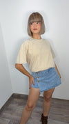 Golden Button Denim Skort