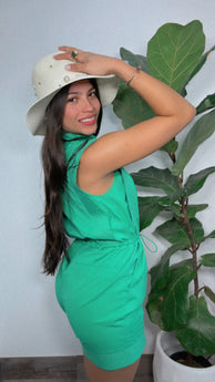 Emerald Poplin Romper