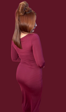 Antonella Burgundy Long Sleeve Midi Dress