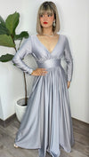 Grey Long Sleeve Formal Dress