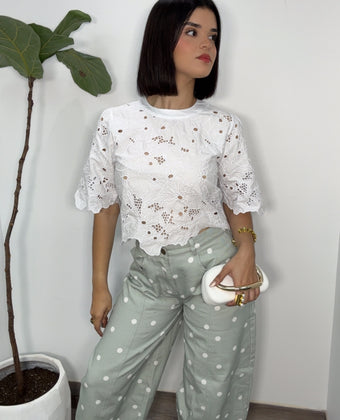 Cropped Broderie Anglaise Top