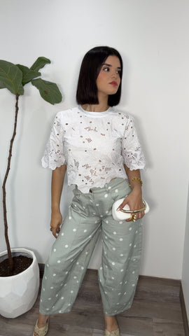 Cropped Broderie Anglaise Top