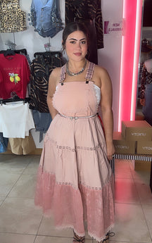 Pink Laced Overall Dress