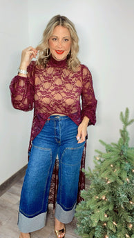 Boho Chic Wine Lace Top