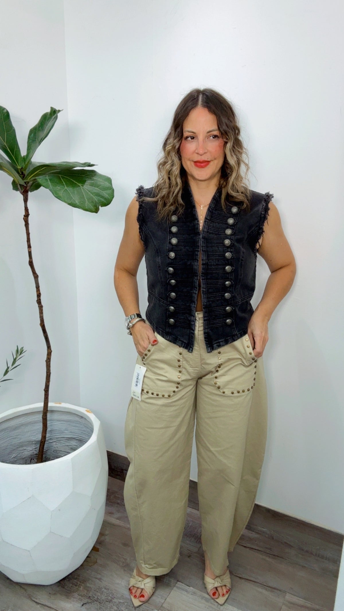 Black Wash  Denim Napoleón Vest