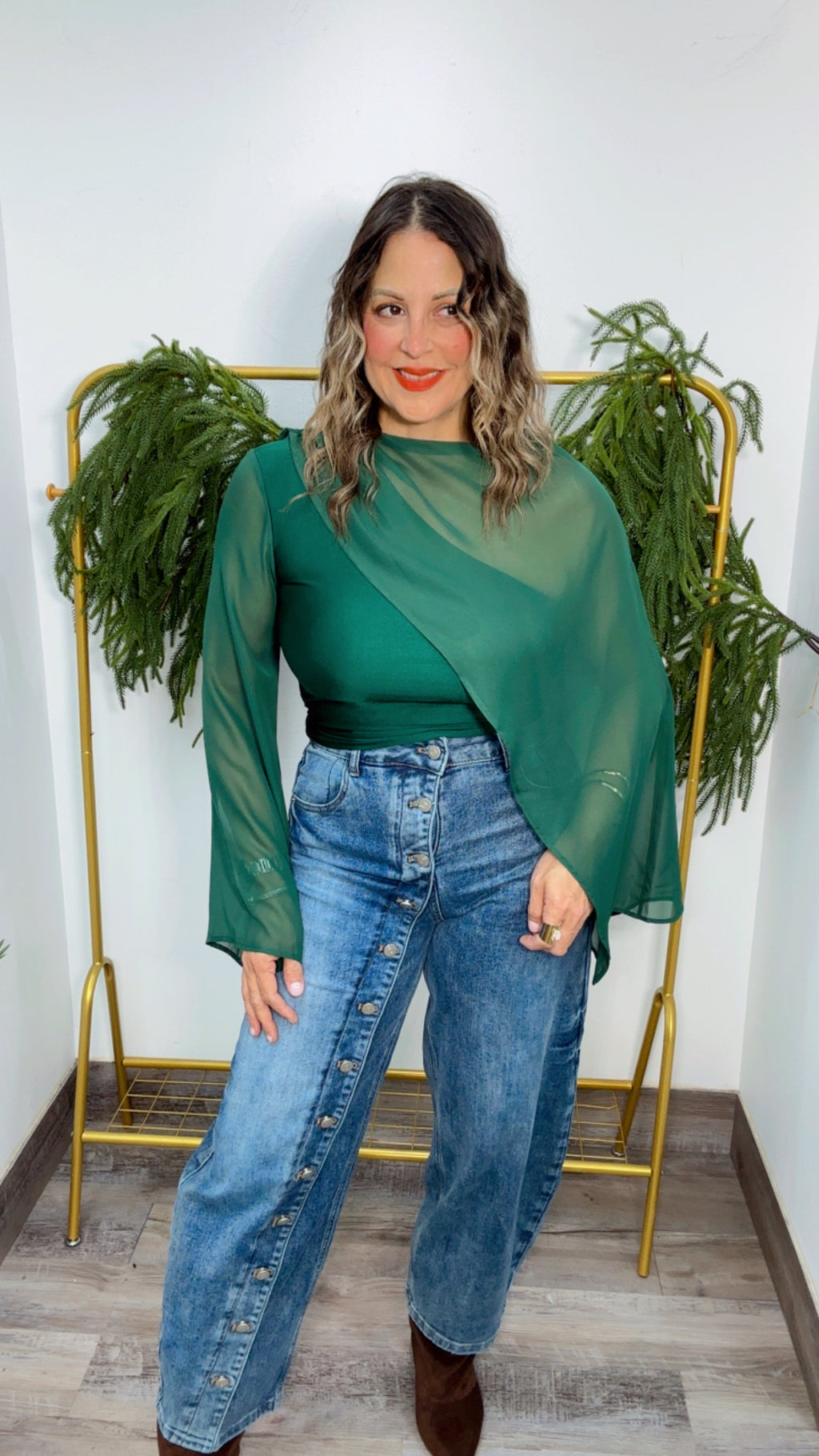 Cape Tunic Hunter Green Blouse