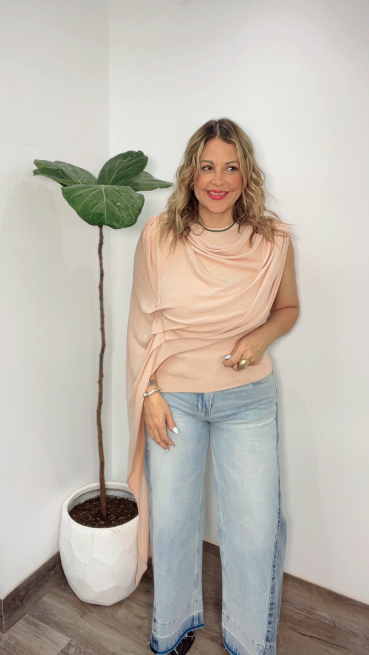 Blush Draped Cape Top