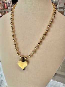Tucco Heart Ball Chain Necklace