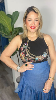 Jewel  Black Tank Top