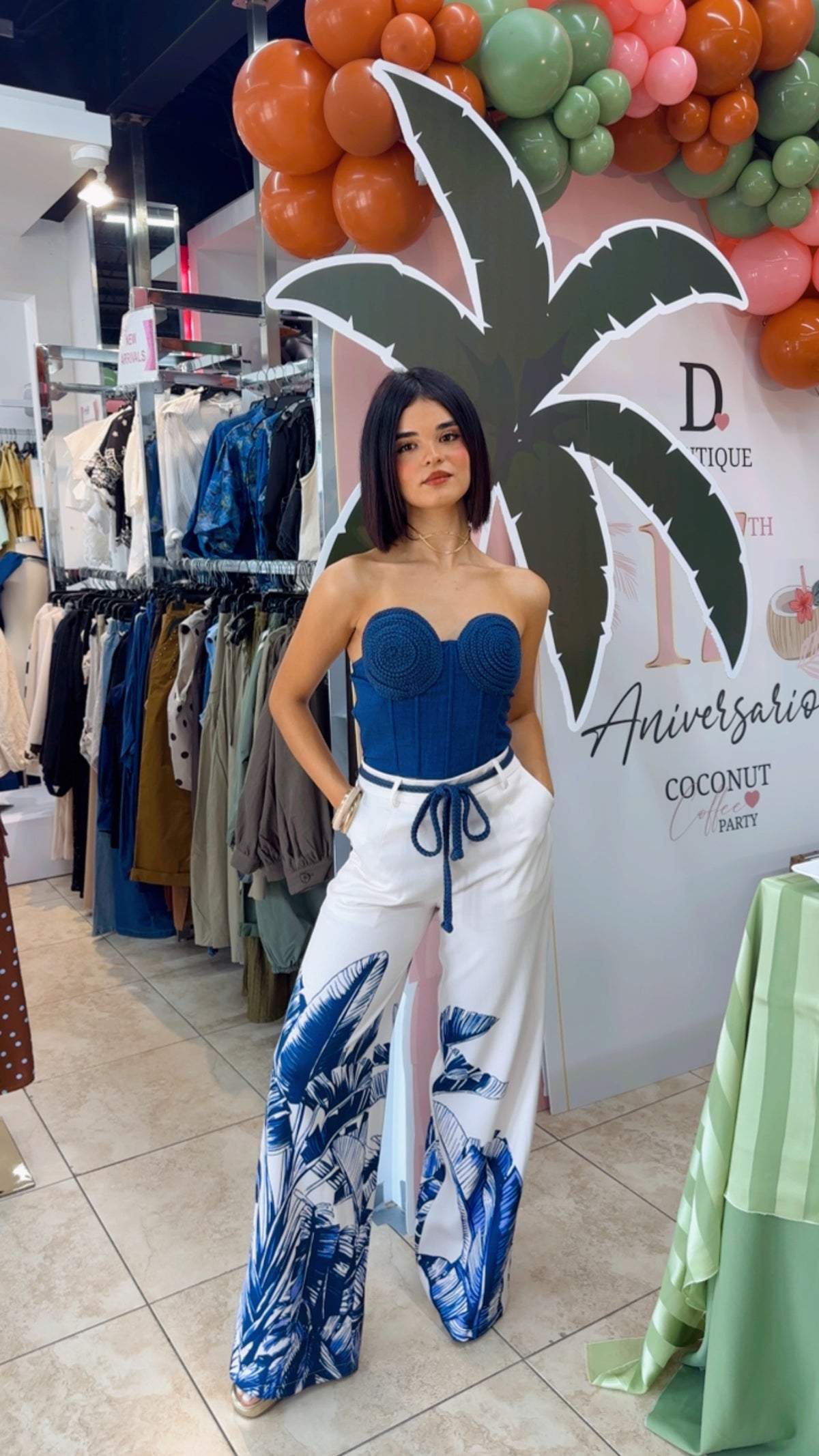 Tropical Denim Bustier Set