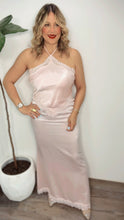 Baby Pink Satin Maxi Dress