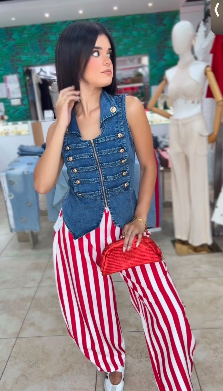 Napoleon Denim Zip Vest Top