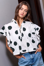 White & Black Polka Dot Ruffle Top