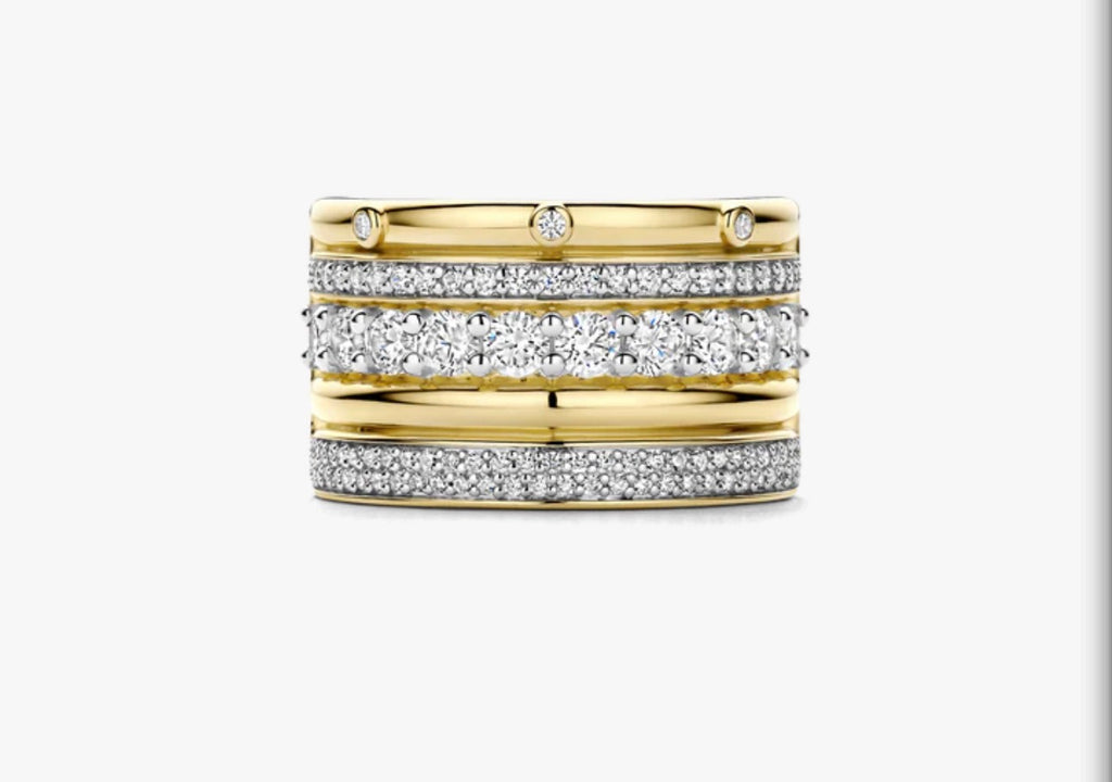 Ti Sento Classic Layered Zirconia Ring (Gold)