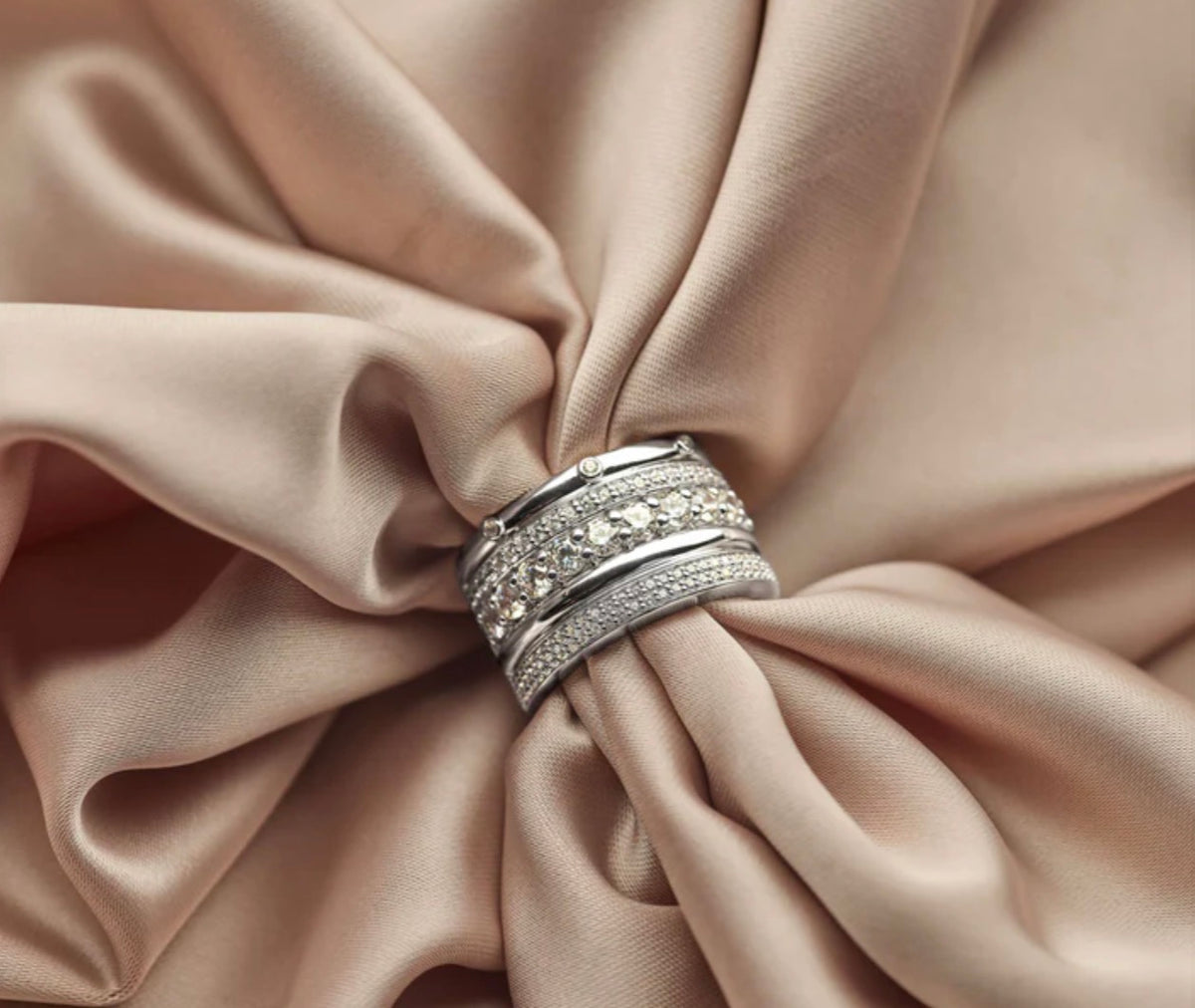 Ti Sento Classic Layered Zirconia Ring (Plated)