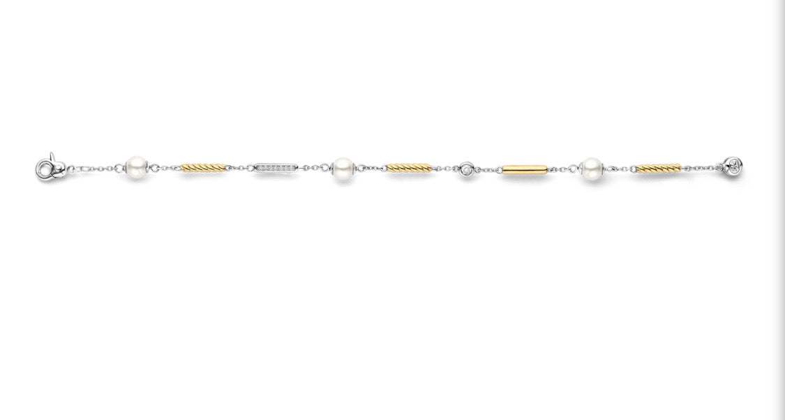TI SentoTWO TONE & PEARL BRACELET