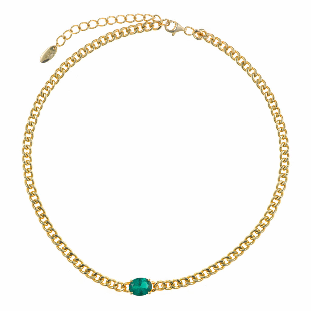 Salvatore Long Green Gem Earring