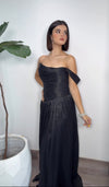 Pleated Black Formal Dress