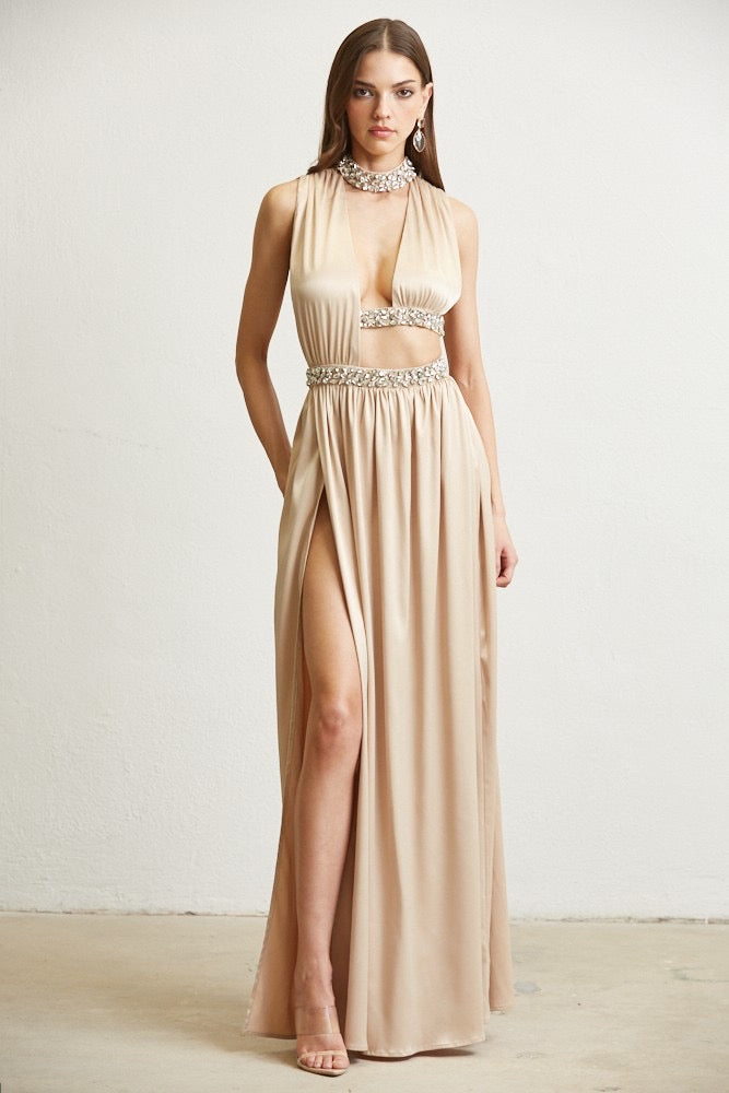 Champagne Cut Out Maxi-Dress
