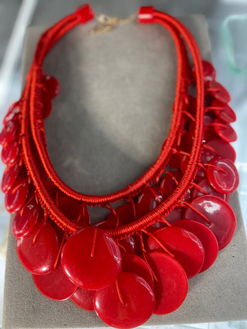 Boho Chic Red Necklace