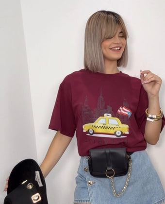 Nueva Yol Burgundy Over Size Shirt