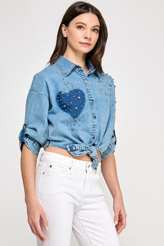 Denim Heart Love Top