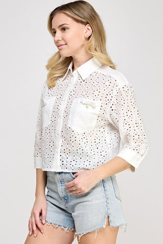 White Eyelet Top