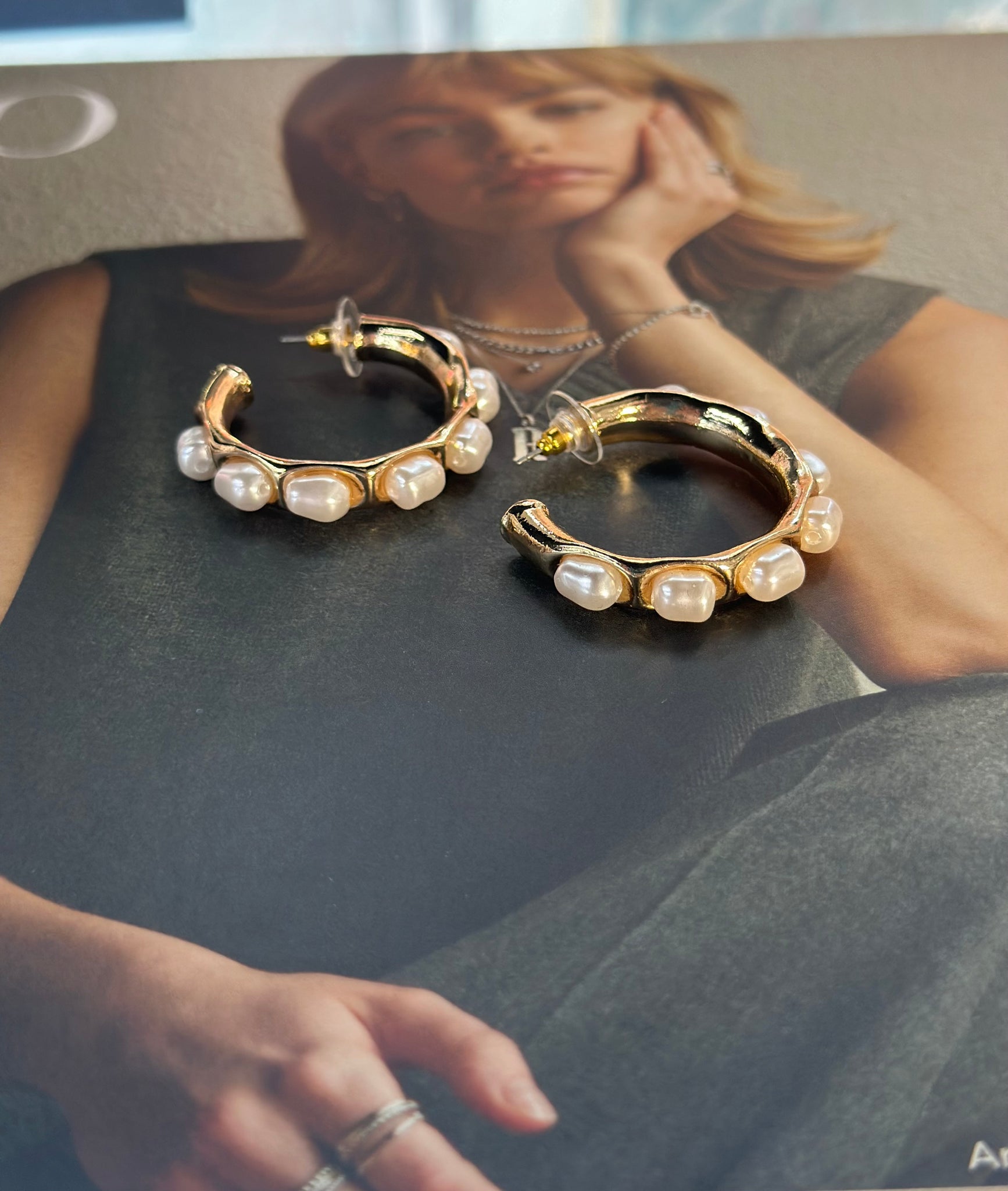 Gold & Pearl Hoops