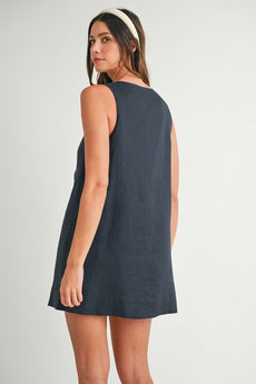 ESSY BLUE LINEN MINI DRESS