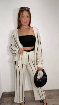 Linen Black Stripes Top