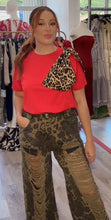 Bow Animal Print Red Shirt